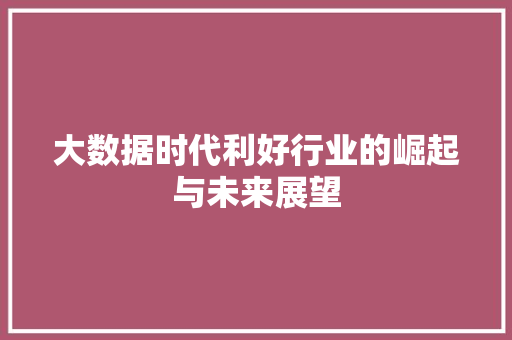 大数据时代利好行业的崛起与未来展望