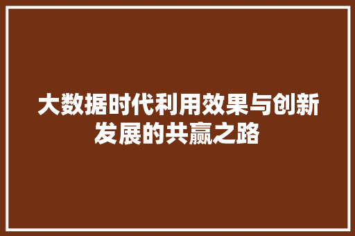 大数据时代利用效果与创新发展的共赢之路  第1张