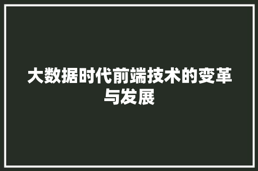 大数据时代前端技术的变革与发展  第1张