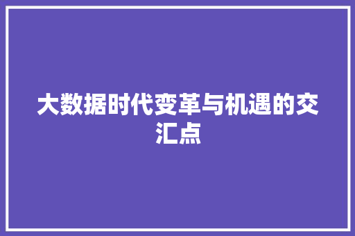 大数据时代变革与机遇的交汇点  第1张