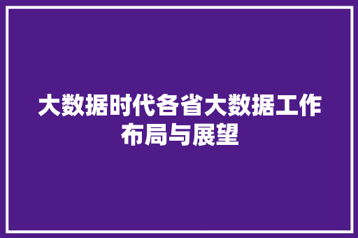 大数据时代各省大数据工作布局与展望