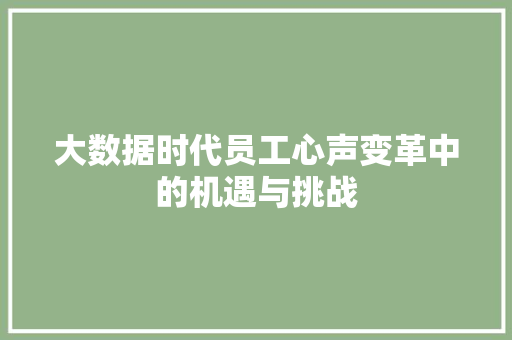 大数据时代员工心声变革中的机遇与挑战  第1张