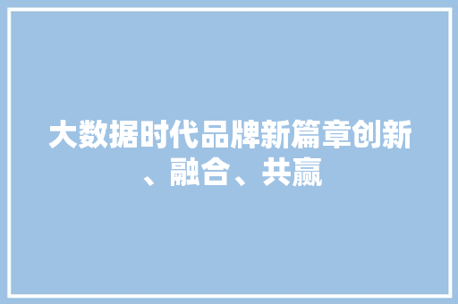 大数据时代品牌新篇章创新、融合、共赢  第1张