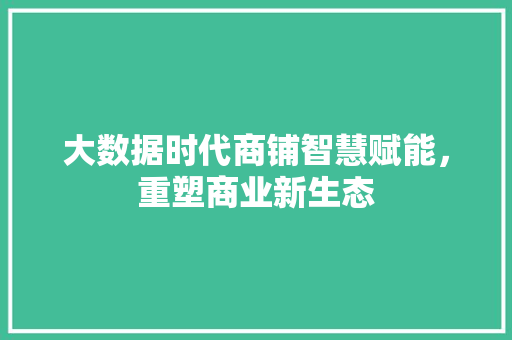 大数据时代商铺智慧赋能，重塑商业新生态