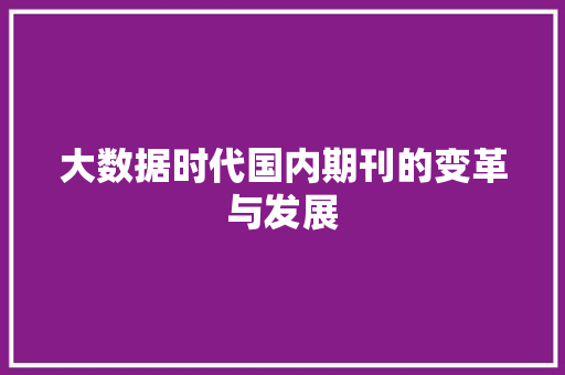 大数据时代国内期刊的变革与发展