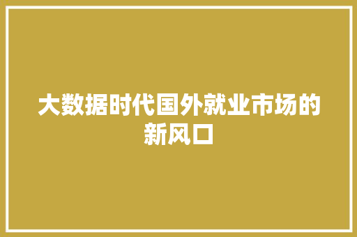 大数据时代国外就业市场的新风口  第1张