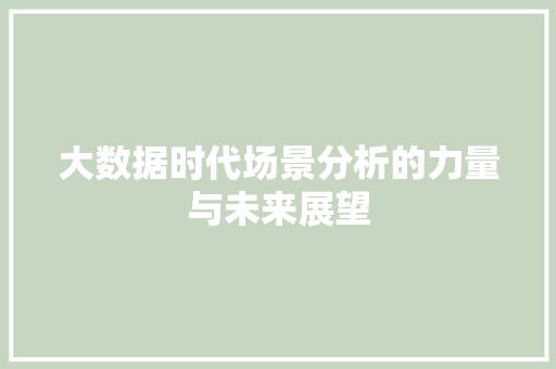 大数据时代场景分析的力量与未来展望  第1张