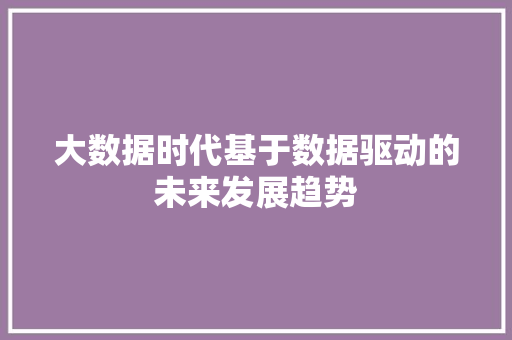 大数据时代基于数据驱动的未来发展趋势