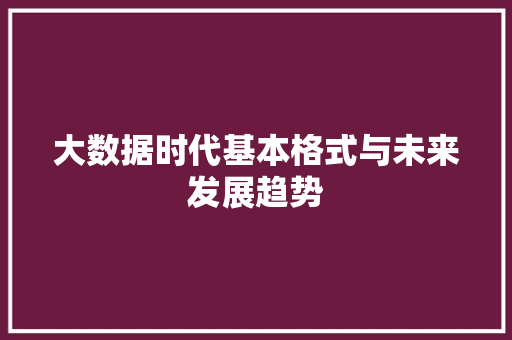 大数据时代基本格式与未来发展趋势  第1张