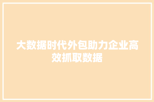 大数据时代外包助力企业高效抓取数据  第1张