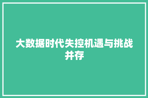 大数据时代失控机遇与挑战并存  第1张