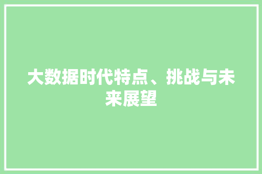 大数据时代特点、挑战与未来展望  第1张
