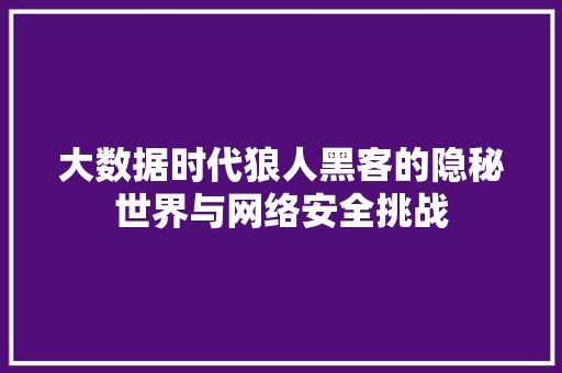 大数据时代狼人黑客的隐秘世界与网络安全挑战  第1张