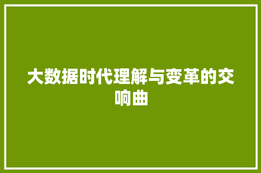 大数据时代理解与变革的交响曲  第1张