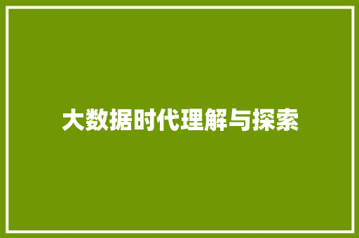大数据时代理解与探索  第1张