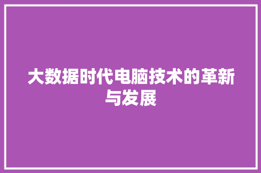 大数据时代电脑技术的革新与发展