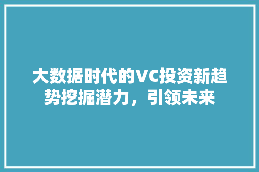 大数据时代的VC投资新趋势挖掘潜力，引领未来  第1张