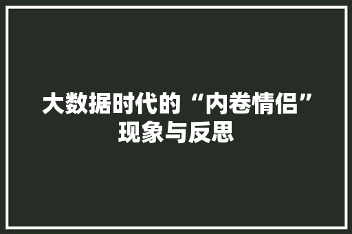 大数据时代的“内卷情侣”现象与反思  第1张