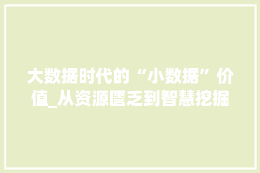 大数据时代的“小数据”价值_从资源匮乏到智慧挖掘