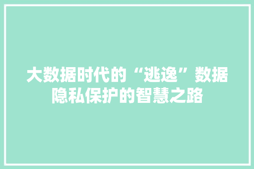 大数据时代的“逃逸”数据隐私保护的智慧之路  第1张