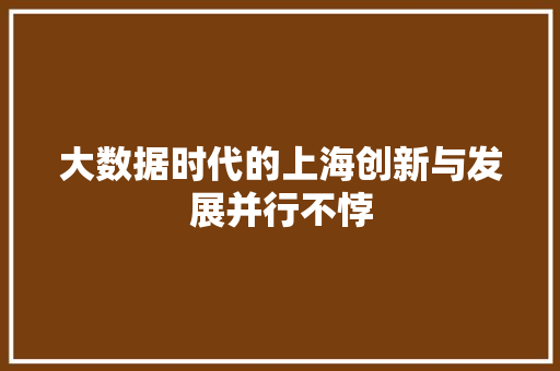 大数据时代的上海创新与发展并行不悖  第1张