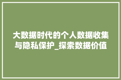 大数据时代的个人数据收集与隐私保护_探索数据价值与风险共存的奥秘  第1张