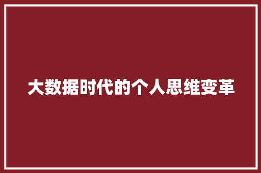 大数据时代的个人思维变革