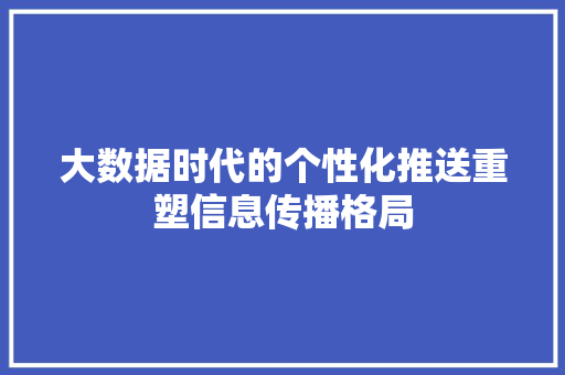 大数据时代的个性化推送重塑信息传播格局