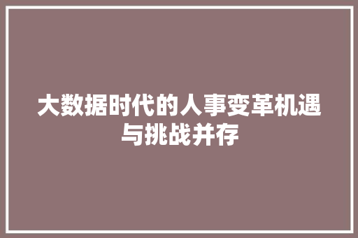 大数据时代的人事变革机遇与挑战并存