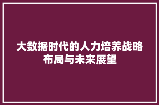 大数据时代的人力培养战略布局与未来展望