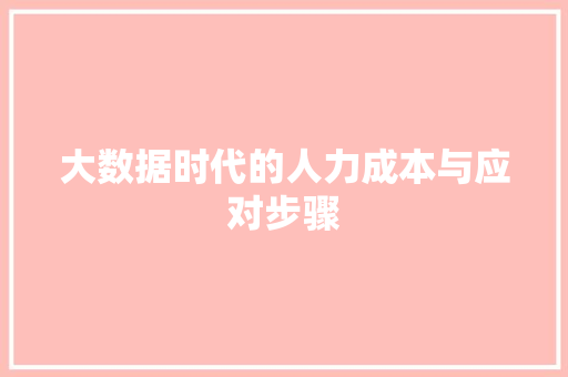 大数据时代的人力成本与应对步骤