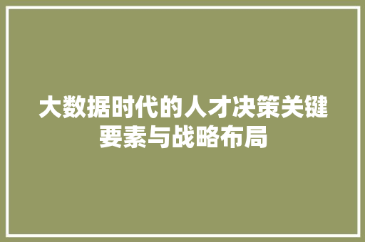 大数据时代的人才决策关键要素与战略布局  第1张