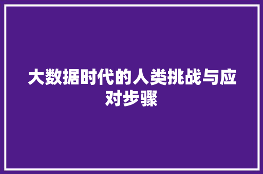 大数据时代的人类挑战与应对步骤  第1张