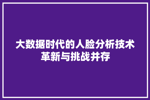 大数据时代的人脸分析技术革新与挑战并存