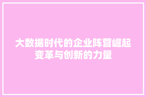 大数据时代的企业阵营崛起变革与创新的力量  第1张