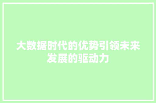 大数据时代的优势引领未来发展的驱动力  第1张