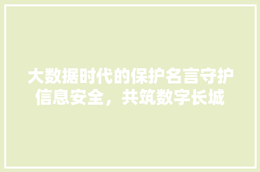 大数据时代的保护名言守护信息安全，共筑数字长城  第1张