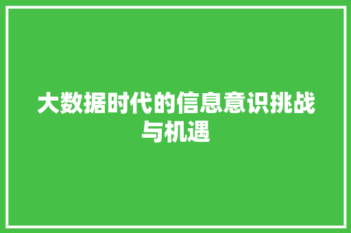 大数据时代的信息意识挑战与机遇
