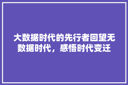 大数据时代的先行者回望无数据时代，感悟时代变迁