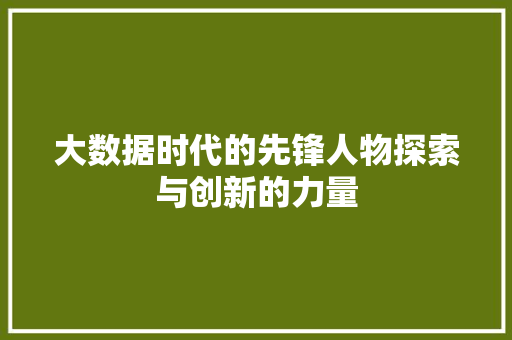 大数据时代的先锋人物探索与创新的力量