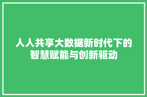 人人共享大数据新时代下的智慧赋能与创新驱动