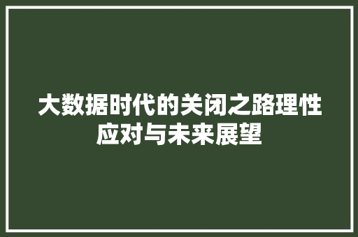 大数据时代的关闭之路理性应对与未来展望  第1张