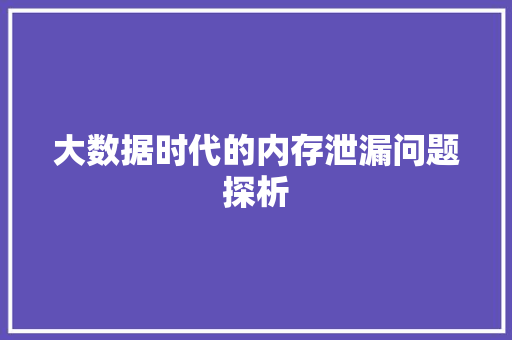 大数据时代的内存泄漏问题探析