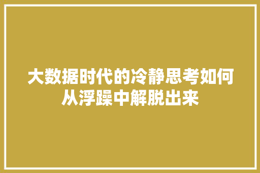 大数据时代的冷静思考如何从浮躁中解脱出来  第1张
