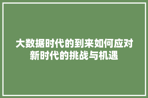 大数据时代的到来如何应对新时代的挑战与机遇  第1张