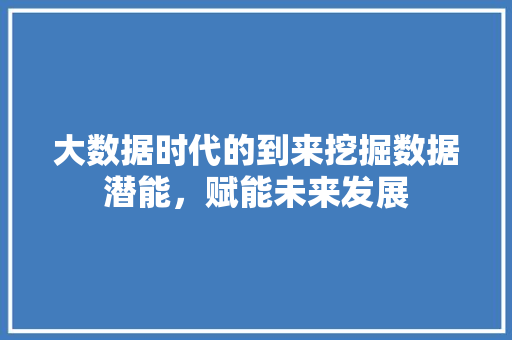 大数据时代的到来挖掘数据潜能，赋能未来发展  第1张