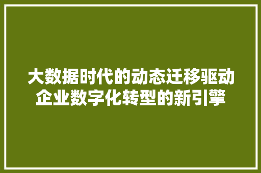 大数据时代的动态迁移驱动企业数字化转型的新引擎