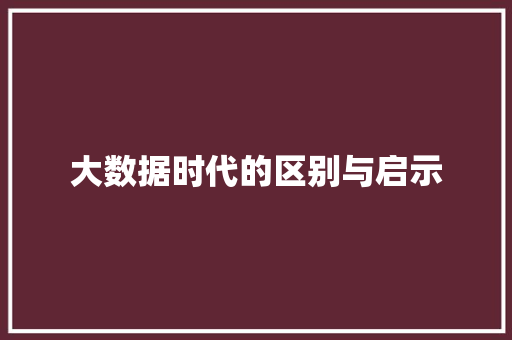 大数据时代的区别与启示