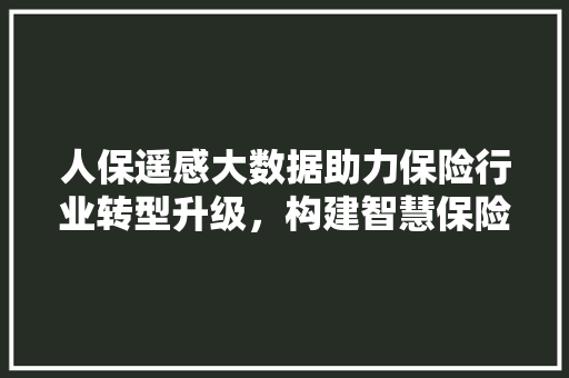 人保遥感大数据助力保险行业转型升级，构建智慧保险新生态