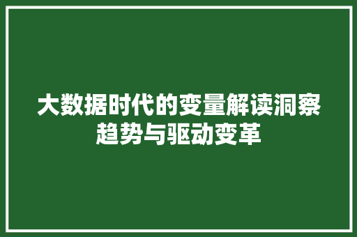 大数据时代的变量解读洞察趋势与驱动变革
